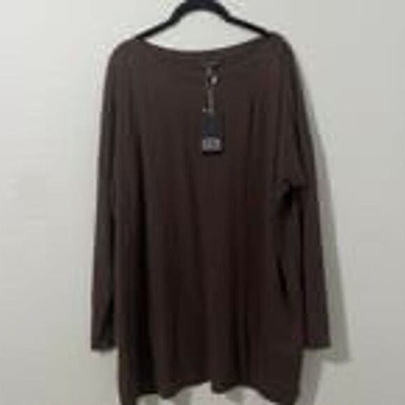 Eileen Fisher Brown Jersey Viscose Tunic Dress Top Dark Brown Size Large Career - Picture 1 of 5